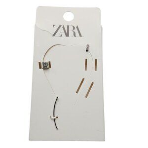 Zara Earring Earcuff Set With Crystal Accents Silver Tone READ ME